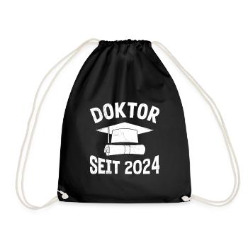 Doktor seit 2024 Dissertation Bestanden - Turnbeutel - Schwarz - Vorne