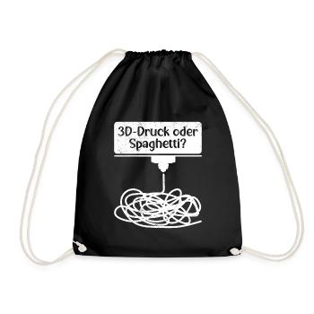 3D Printing or Spaghetti 3D Printing Fail - Drawstring Bag - black - Front