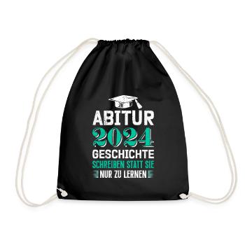 Abitur 2024 Abi Geschichte Schreiben Statt Lernen - Turnbeutel - Schwarz - Vorne