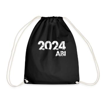 ABI 2024 Abitur Abiturienten Schulabschluss - Turnbeutel - Schwarz - Vorne