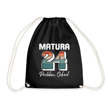 Matura 2024 PROBLEM SOLVED School Leaving Certificate - Drawstring Bag - black - Front
