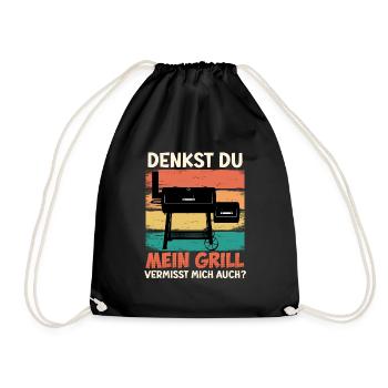 Fleischliebhaber DENKST DU MEIN GRILL VERMISST - Turnbeutel - Schwarz - Vorne