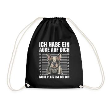 Französische Bulldogge Habe ein Auge auf Dich - Turnbeutel - Schwarz - Vorne