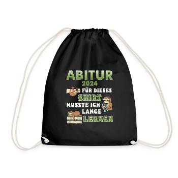 Abitur 2024 Für Dieses Shirt Musste ich Lernen - Turnbeutel - Schwarz - Vorne