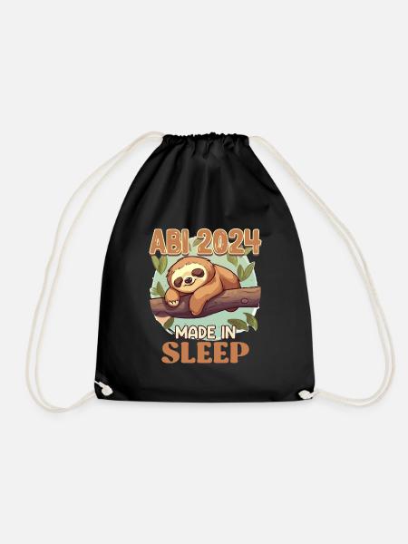 Abi 2024 Made in Sleep Abiturient Lustiges - Turnbeutel - Schwarz