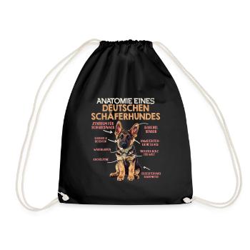 Anatomie des Deutschen Schäferhundes Lustiges - Turnbeutel - Schwarz - Vorne