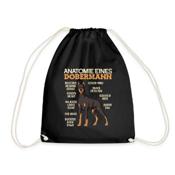 ANATOMIE EINES DOBERMANNS Lustiges Hundebesitzer - Turnbeutel - Schwarz - Vorne