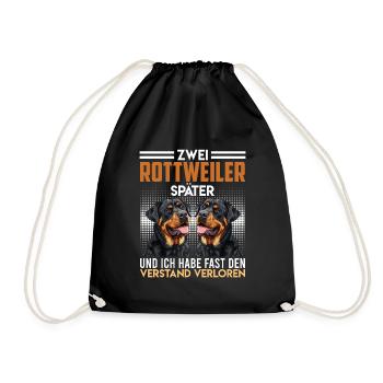 Rottie Besitzer ZWEI ROTTWEILER SPÄTER Lustiges - Turnbeutel - Schwarz - Vorne