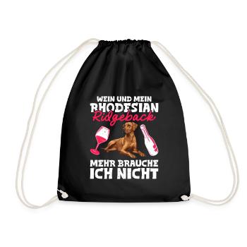 Ridgeback Besitzer WEIN UND MEIN RHODESIAN - Turnbeutel - Schwarz - Vorne