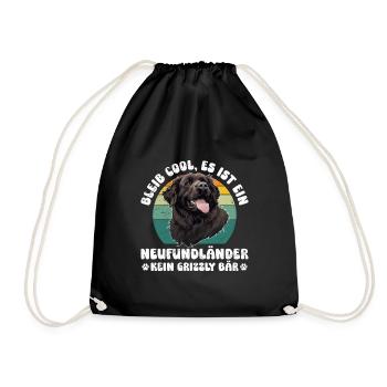 Newfie BLEIB COOL NEUFUNDLÄNDER KEIN GRIZZLY - Turnbeutel - Schwarz - Vorne