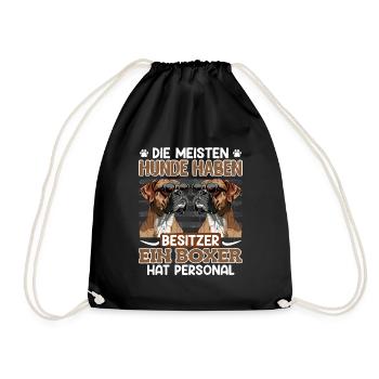 Deutscher Boxer DIE MEISTEN HUNDE HABEN BESITZER - Turnbeutel - Schwarz - Vorne
