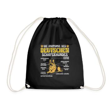 ANATOMIE DES DEUTSCHEN SCHÄFERHUNDES Lustiges - Turnbeutel - Schwarz - Vorne