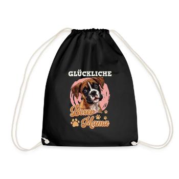 Deutscher Boxer GLÜCKLICHE BOXER MAMA Hundemama - Turnbeutel - Schwarz - Vorne