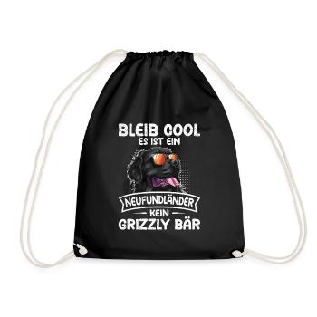 Newfie BLEIB COOL NEUFUNDLÄNDER KEIN GRIZZLY - Turnbeutel - Schwarz - Vorne