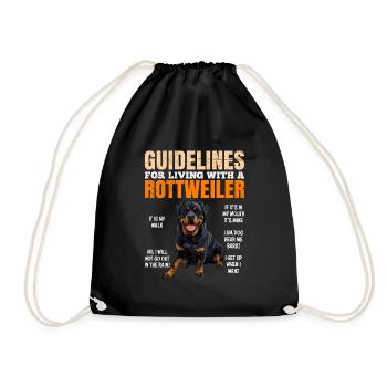 Rottweiler Besitzer GUIDELINES FOR LIVING WITH - Turnbeutel - Schwarz - Vorne