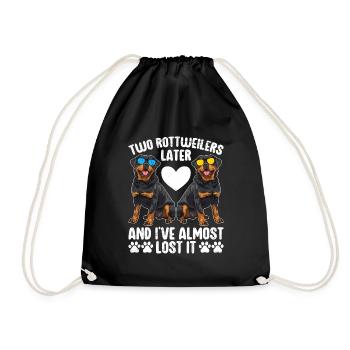 Rottie Owner TWO ROTTWEILERS LATER I LOST IT - Drawstring Bag - black - Front