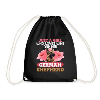 German Shepherd Just a Girl Who Loves Her German - Drawstring Bag - black - Front