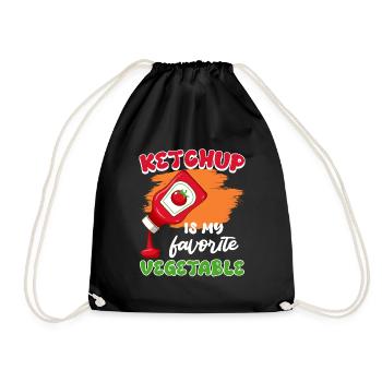 KETCHUP IS MY FAVORITE VEGGIE Funny - Drawstring Bag - black - Front
