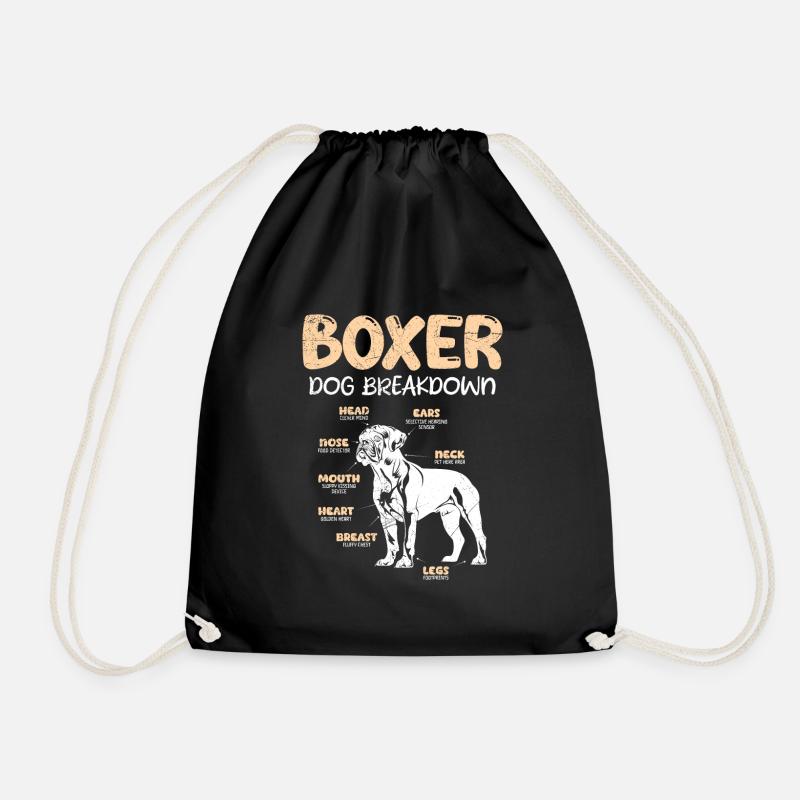 BOXER DOG BREAKDOWN Deutscher Boxer Lustiges - Turnbeutel - Schwarz