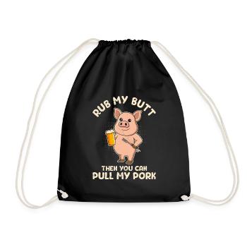 Fleischesser RUB MY BUTT Then PULL MY PORK - Turnbeutel - Schwarz - Vorne