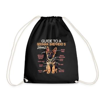 German Shepherd GUIDE TO A GERMAN SHEPHERDS HEART - Drawstring Bag - black - Front