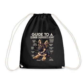 German Shepherd GUIDE TO A GERMAN SHEPHERDS HEART - Drawstring Bag - black - Front