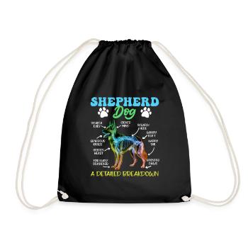 Schäferhund SHEPHERD DOG DETAILED BREAKDOWN - Turnbeutel - Schwarz - Vorne
