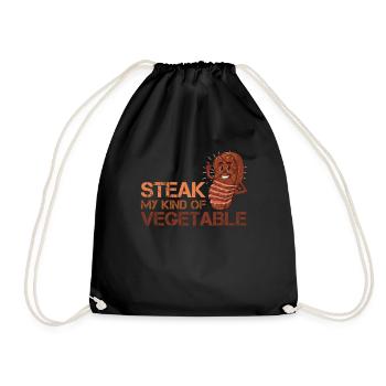 STEAK IS MY KIND OF VEGETABLE Anti Vegetarian - Drawstring Bag - black - Front