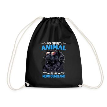 Newfie owner MY SPIRIT ANIMAL IS A NEWFOUNDLAND - Drawstring Bag - black - Front