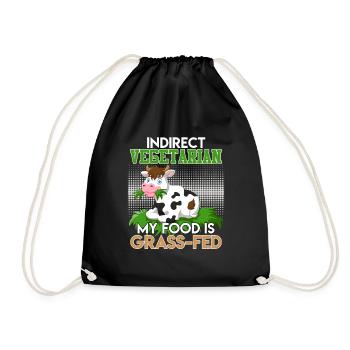 Anti Vegan INDIRECT VEGETARIAN MY FOOD GRASS-FED - Drawstring Bag - black - Front