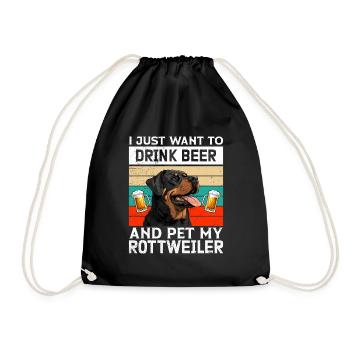 Rottie JUST WANT TO DRINK BEER Propriétaire de Rottweiler - Sac de sport léger - noir - Devant