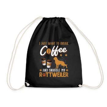 Rotti Owner WANT TO DRINK COFFEE HANG WITH - Drawstring Bag - black - Front