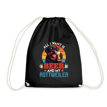 Rottie ALL I WANT IS BEER AND MY ROTTWEILER - Drawstring Bag - black - Front