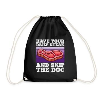 Fleisch Fan Have Your Daily Meat Skip Doc - Drawstring Bag - black - Front