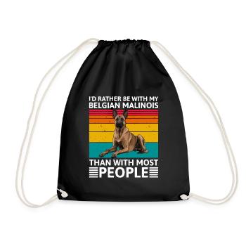 Malinois I'D RATHER BE WITH BELGIAN MALINOIS - Drawstring Bag - black - Front
