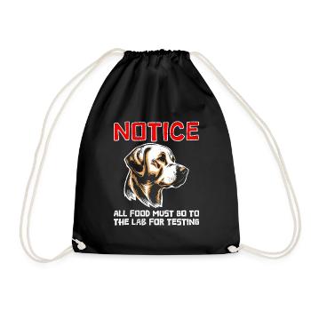 Labrador Lovers NOTICE All Food to Lab - Drawstring Bag - black - Front