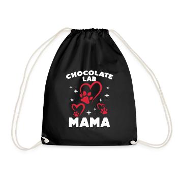 Dog mom CHOCOLATE LAB MOM Labrador owner - Drawstring Bag - black - Front