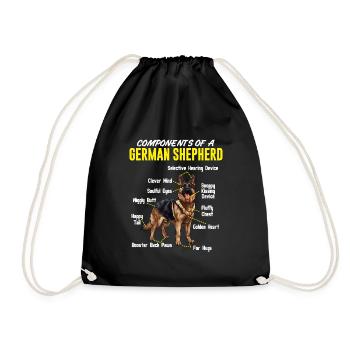 German Shepherd COMPONENTS OF A GERMAN - Drawstring Bag - black - Front