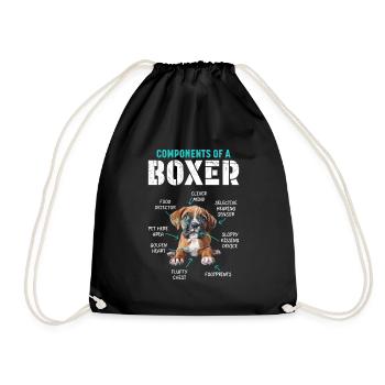 German Boxer COMPONENTS OF A BOXER Funny - Drawstring Bag - black - Front