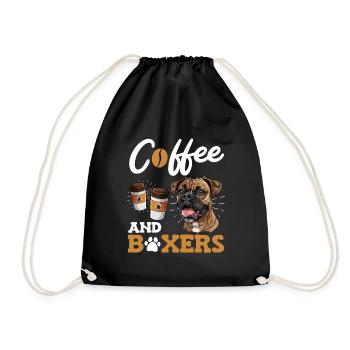Deutscher Boxer COFFEE AND BOXERS Kaffeetrinker - Turnbeutel - Schwarz - Vorne