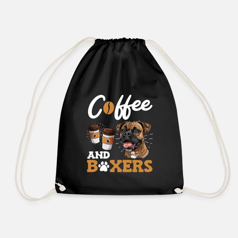 Deutscher Boxer COFFEE AND BOXERS Kaffeetrinker - Turnbeutel - Schwarz