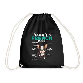 Frenchie ANATOMY OF A FRENCH BULLDOG Funny - Drawstring Bag - black - Front