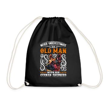 German Shepherd NEVER UNDERESTIMATE AN OLD MAN Grandpa - Drawstring Bag - black - Front