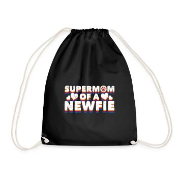 Neufundländer SUPERMOM OF A NEWFIE Lustiges - Turnbeutel - Schwarz - Vorne