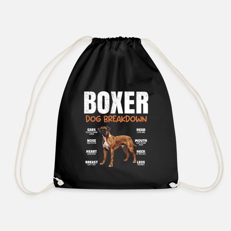 BOXER DOG BREAKDOWN Deutscher Boxer Lustiges - Turnbeutel - Schwarz