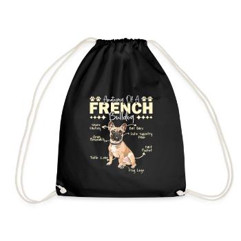 Frenchie ANATOMY OF A FRENCH BULLDOG Funny - Drawstring Bag - black - Front