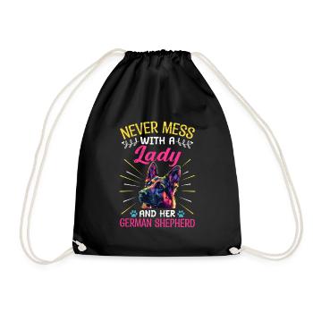 Besitzer NEVER MESS WITH A LADY AND HER SHEPHERD - Turnbeutel - Schwarz - Vorne