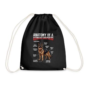 Deutscher Schäferhund ANATOMY OF GERMAN SHEPHERD - Turnbeutel - Schwarz - Vorne