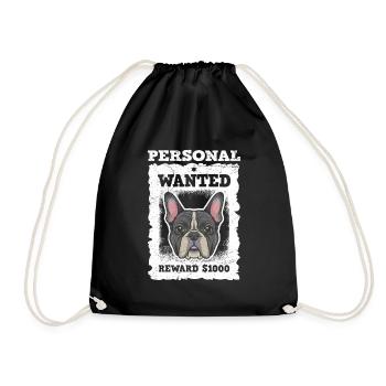 Frenchie Propriétaire Stalker personnel WANTED Funny - Sac de sport léger - noir - Devant