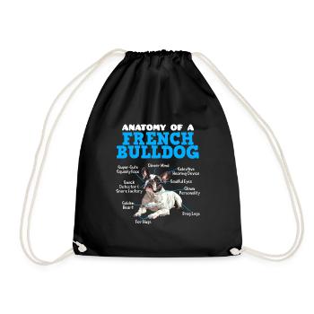 Anatomy of a FRENCH BULLDOG Lustiges Frenchie - Drawstring Bag - black - Front